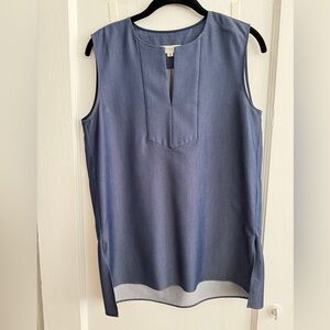 Tomorrowland Sleeveless Tunic | Blue Chambray Japanese Fabric | size 38 (small)